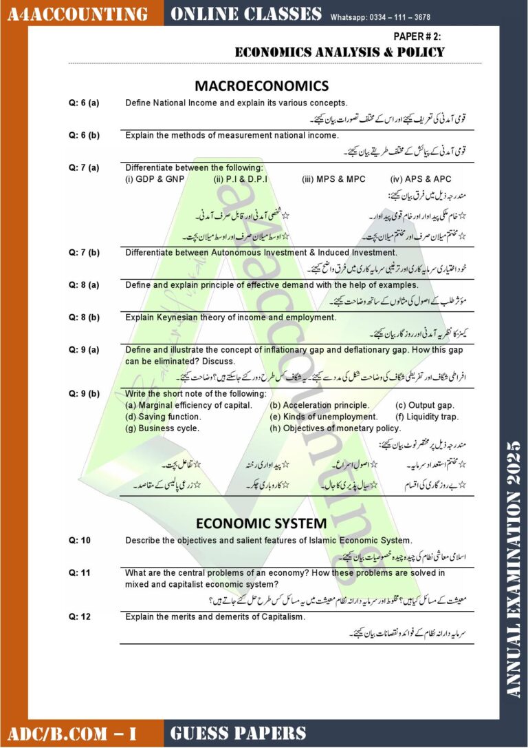Guess Papers adc part 1 economics0002