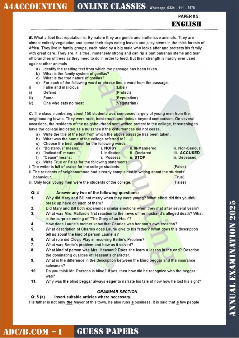 Guess Papers adc part 1 english0002
