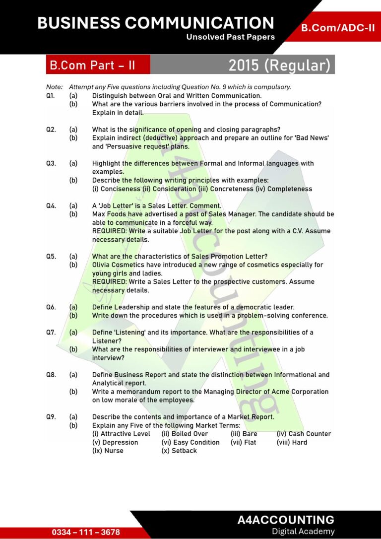ADC-II: Communication Past Papers communication0002