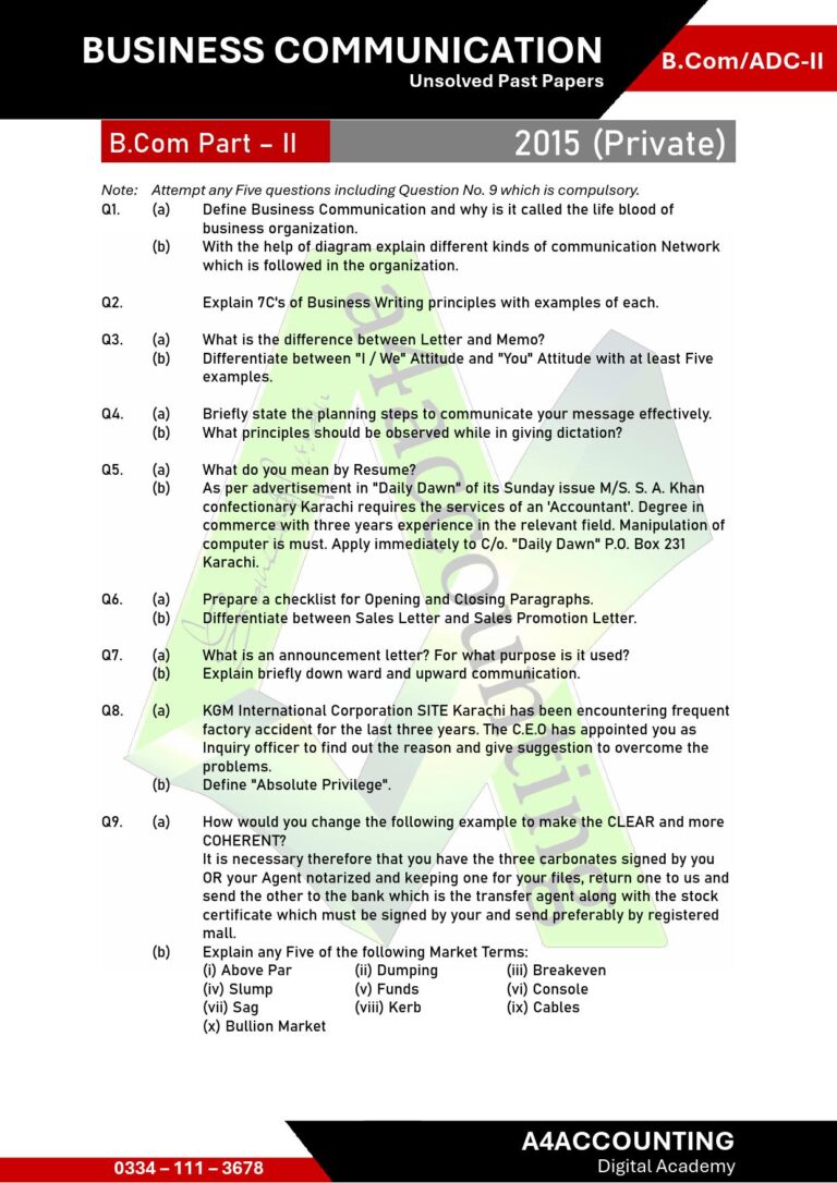 ADC-II: Communication Past Papers communication0003