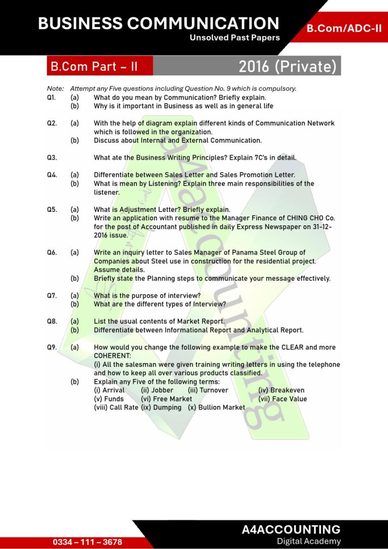 ADC-II: Communication Past Papers communication0005