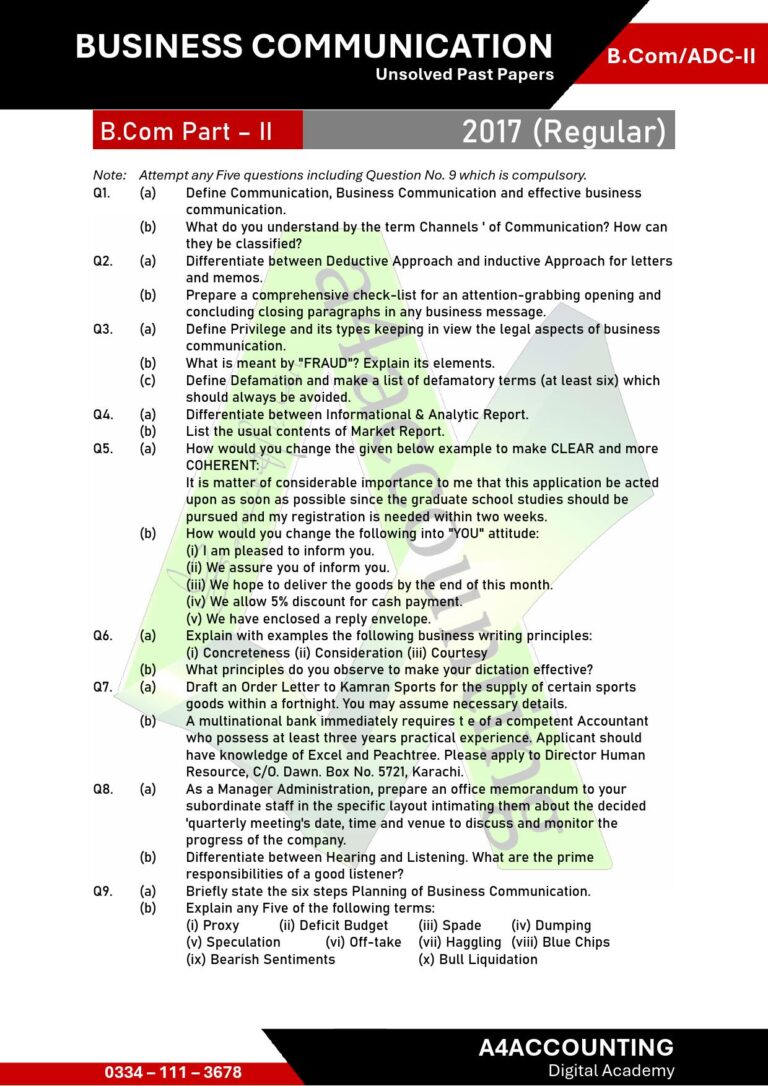 ADC-II: Communication Past Papers communication0006