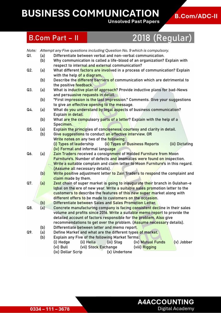 ADC-II: Communication Past Papers communication0009