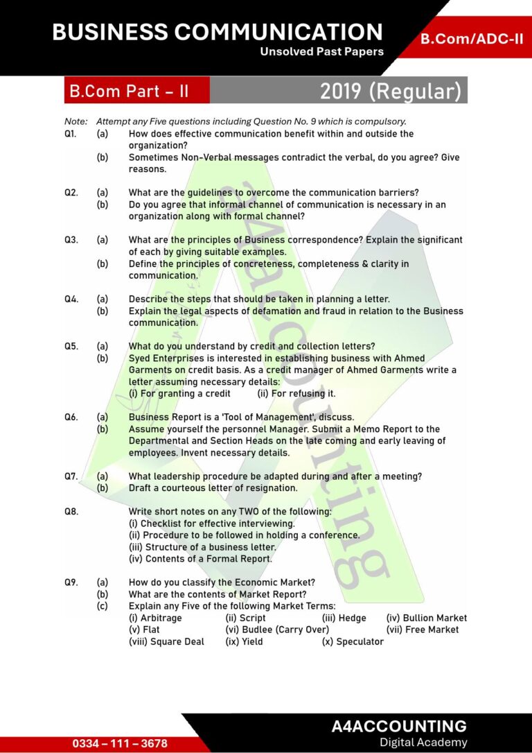 ADC-II: Communication Past Papers communication0011