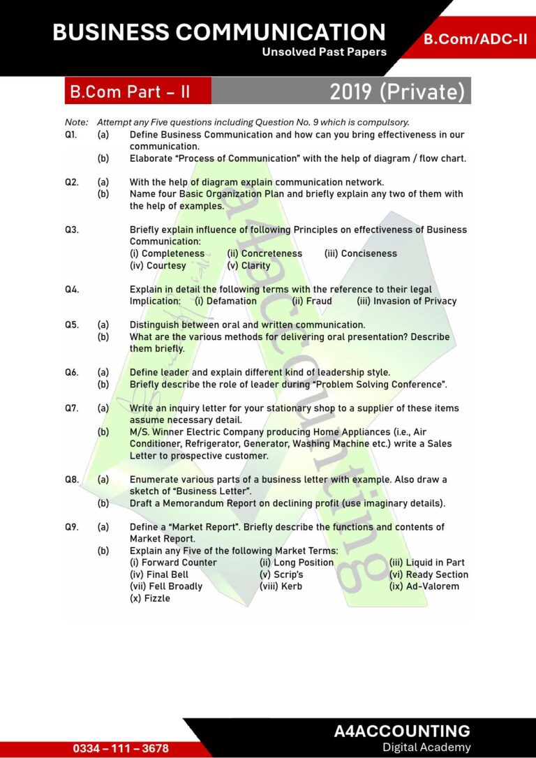 ADC-II: Communication Past Papers communication0012