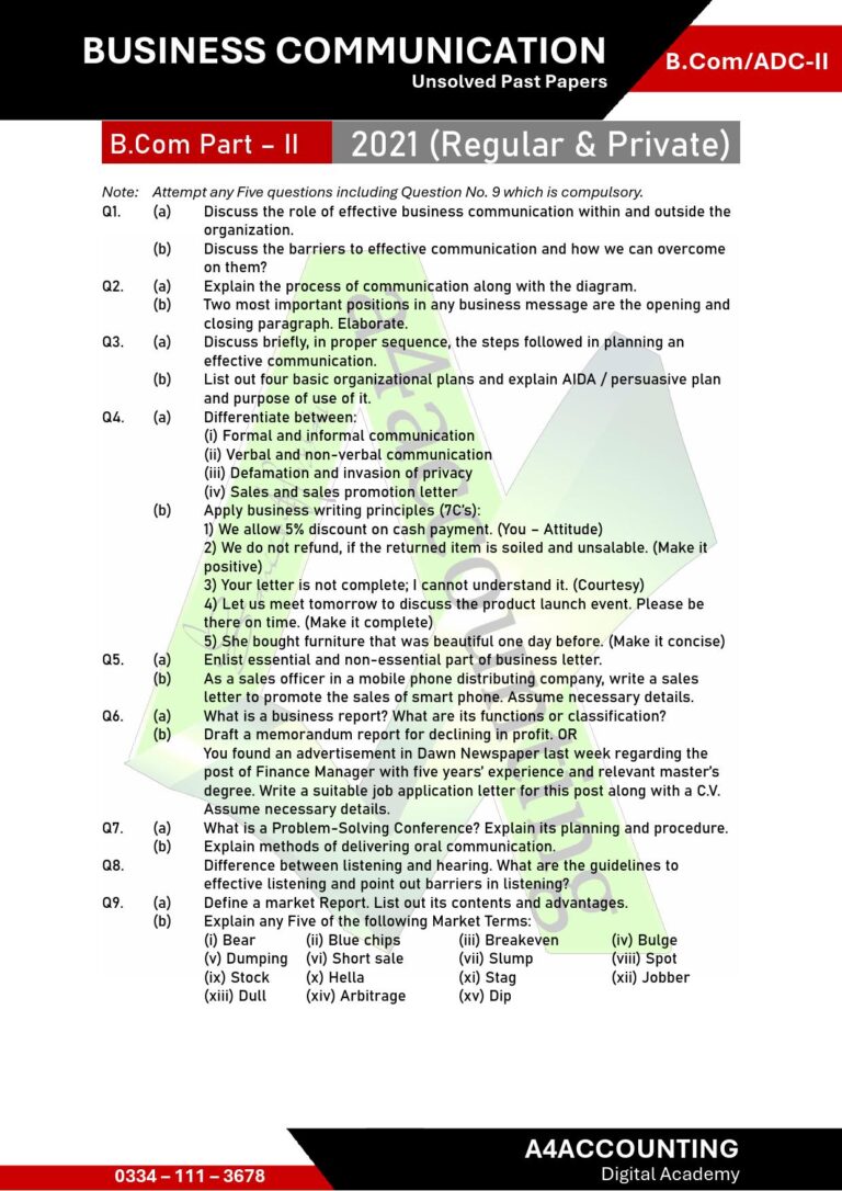 ADC-II: Communication Past Papers communication0014