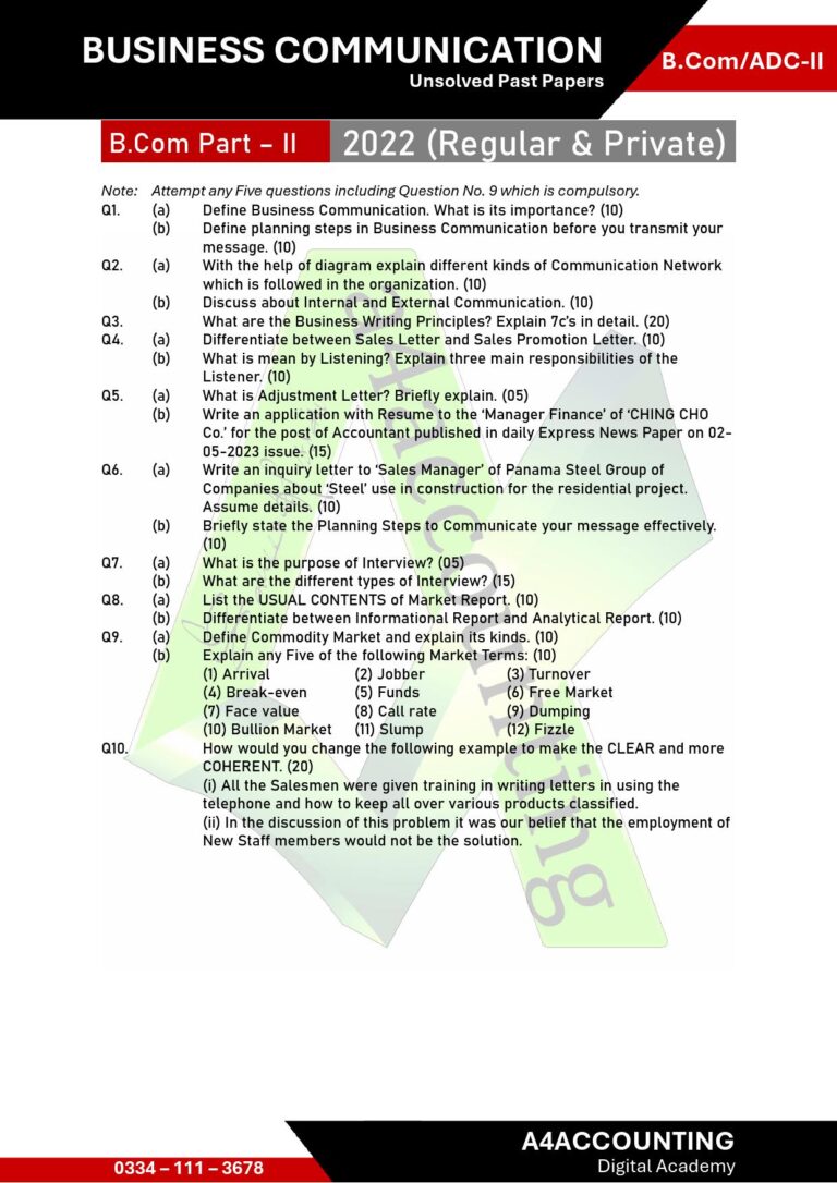 ADC-II: Communication Past Papers communication0015