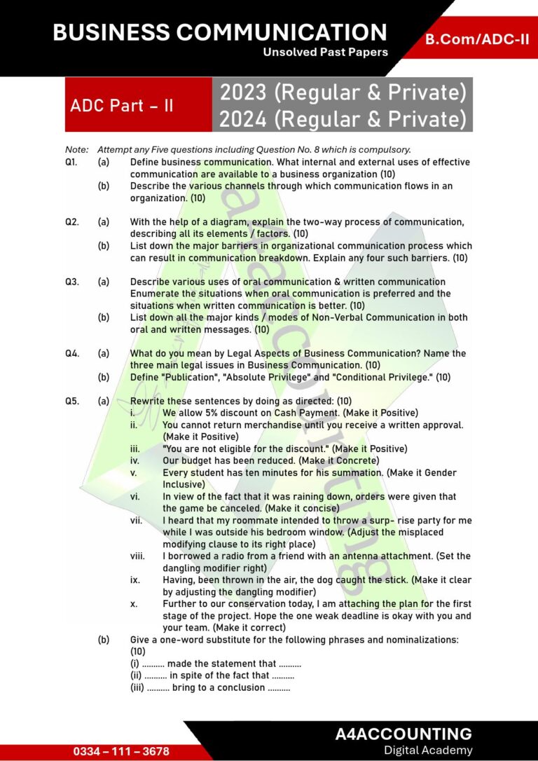 ADC-II: Communication Past Papers communication0017