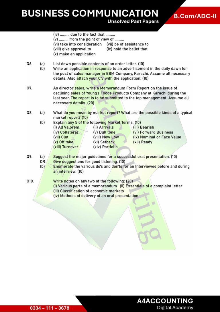 ADC-II: Communication Past Papers communication0018