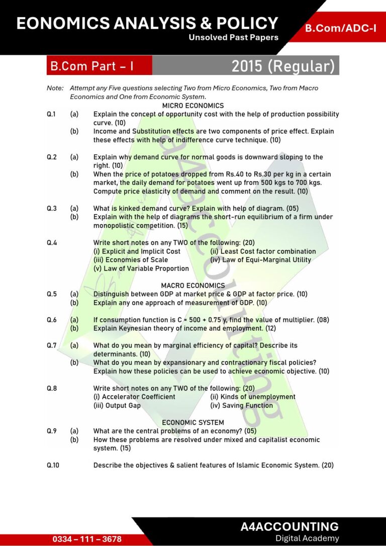 ADC-I: Economics Past Papers economics0002