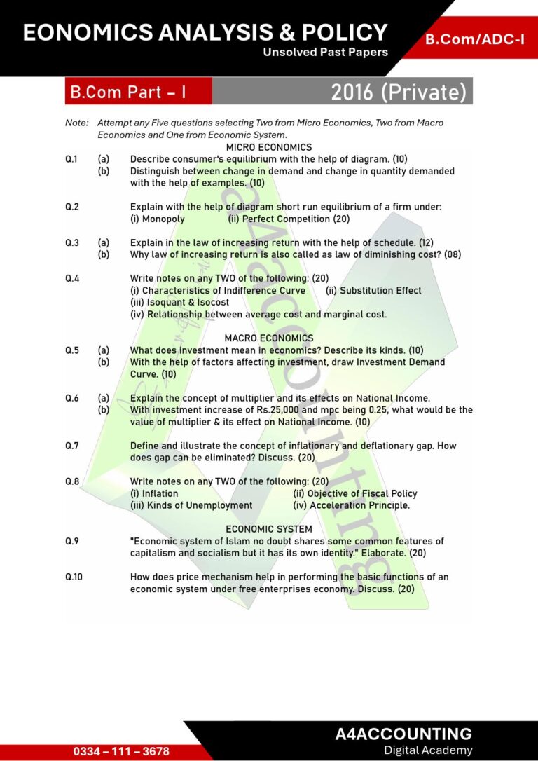 ADC-I: Economics Past Papers economics0005