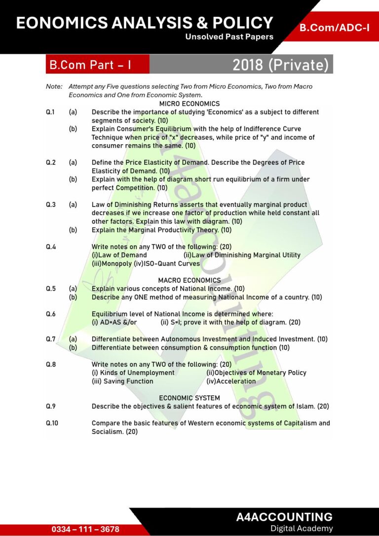 ADC-I: Economics Past Papers economics0009