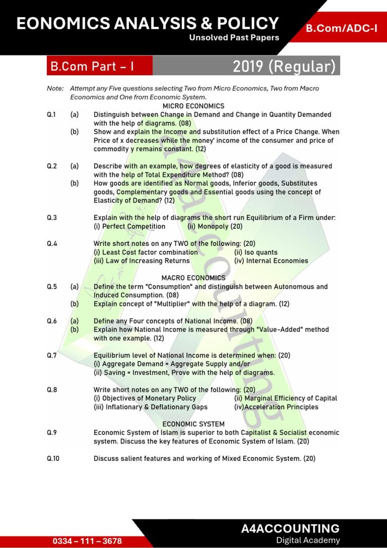 ADC-I: Economics Past Papers economics0010