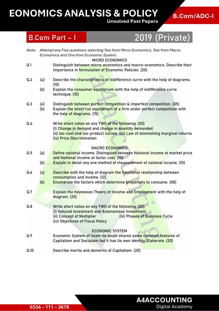 ADC-I: Economics Past Papers economics0011
