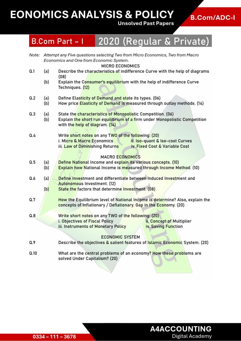 ADC-I: Economics Past Papers economics0012