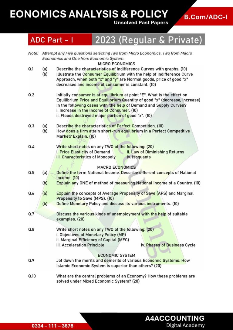 ADC-I: Economics Past Papers economics0015