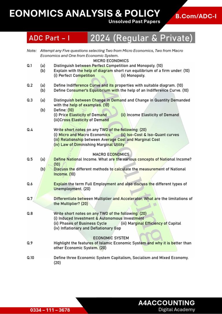 ADC-I: Economics Past Papers economics0016
