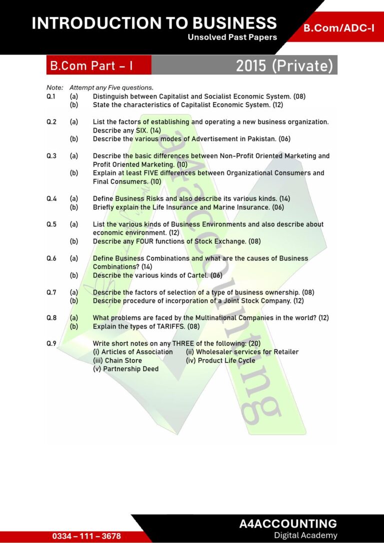 ADC-I: ITB Past Papers itb0003
