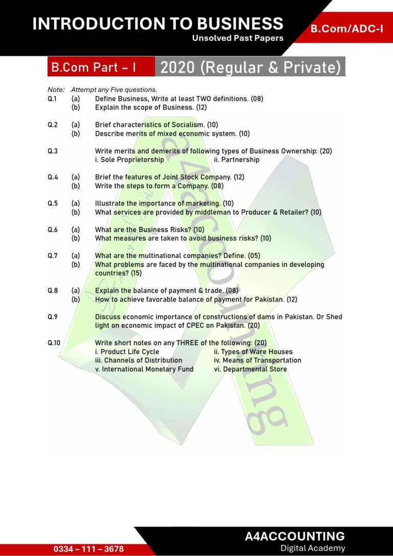 ADC-I: ITB Past Papers itb0012